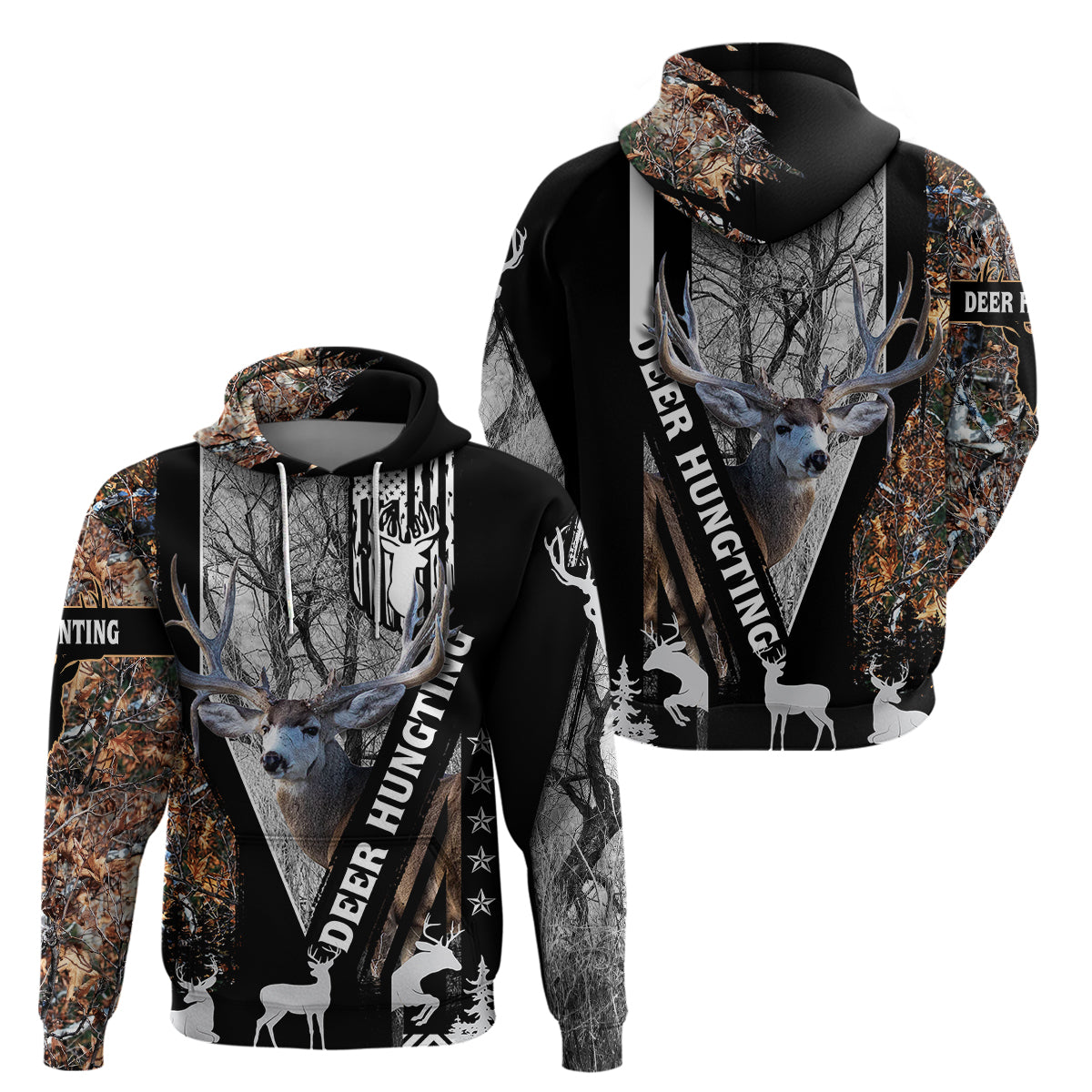 Deer Hunting Deciduous Forest Pattern Hoodie - Wonder Print Shop