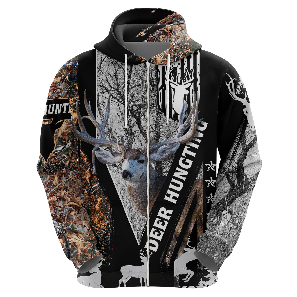 Deer Hunting Deciduous Forest Pattern Hoodie - Wonder Print Shop