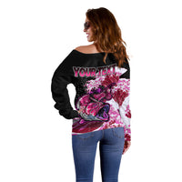 (Custom Personalised) Bass Fishing Red Off Shoulder Sweater - Wonder Print Shop