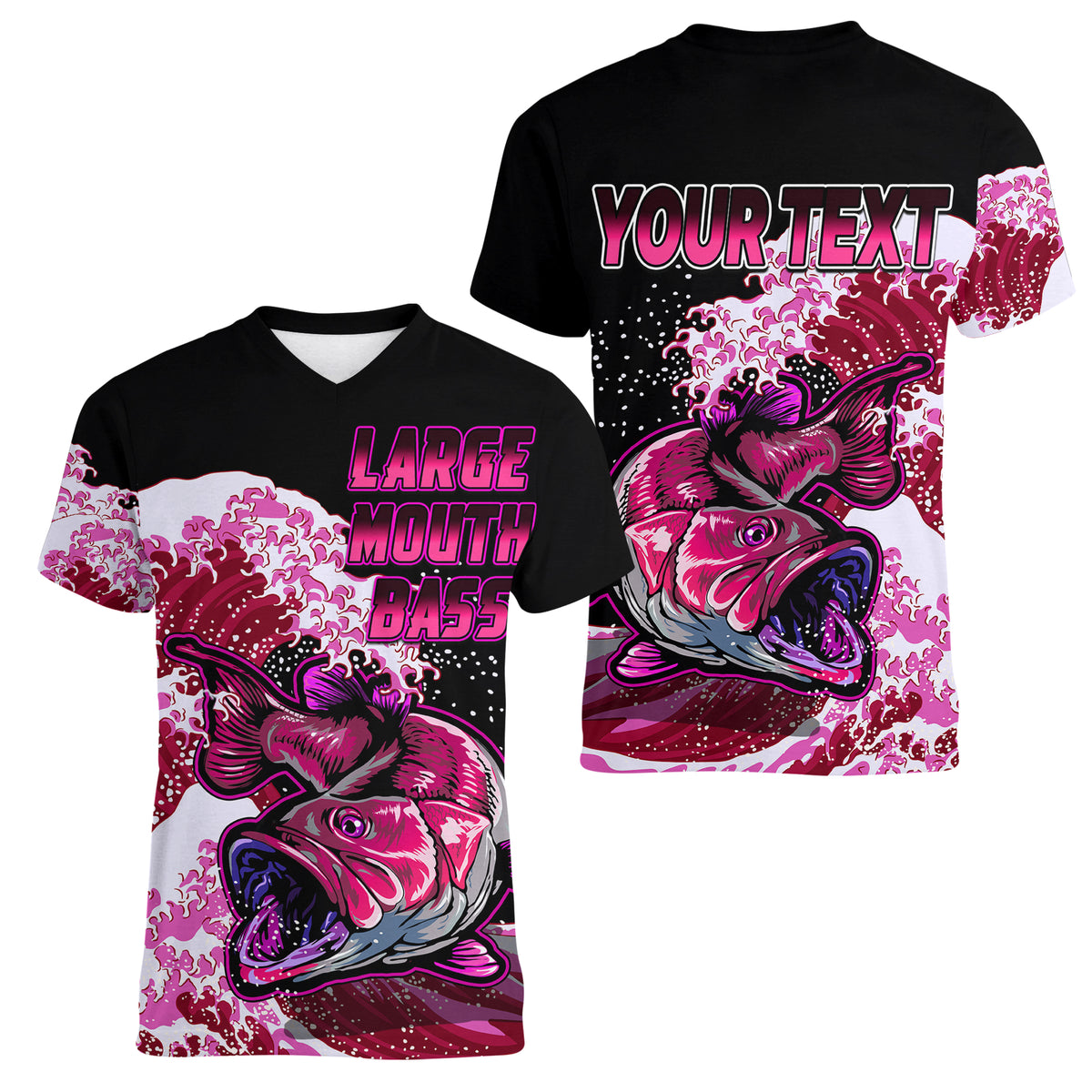 (Custom Personalised) Bass Fishing Red Women V Neck T Shirt - Wonder Print Shop