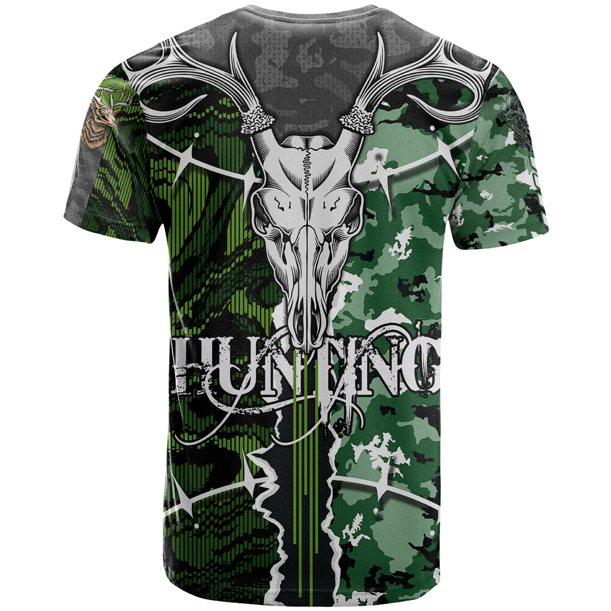 Deer Hunting Green Abstract Pattern T Shirt - Wonder Print Shop
