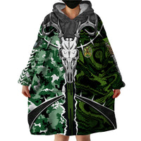 Deer Hunting Green Abstract Pattern Wearable Blanket Hoodie - Wonder Print Shop