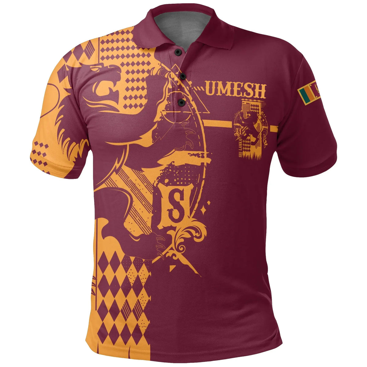 (Vishwanatha Custom African Sri Lanka King Of Lion Polo Shirt Red - Wonder Print Shop