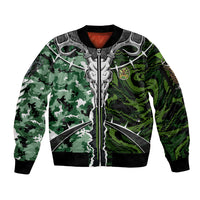 Deer Hunting Green Abstract Pattern Sleeve Zip Bomber Jacket - Wonder Print Shop