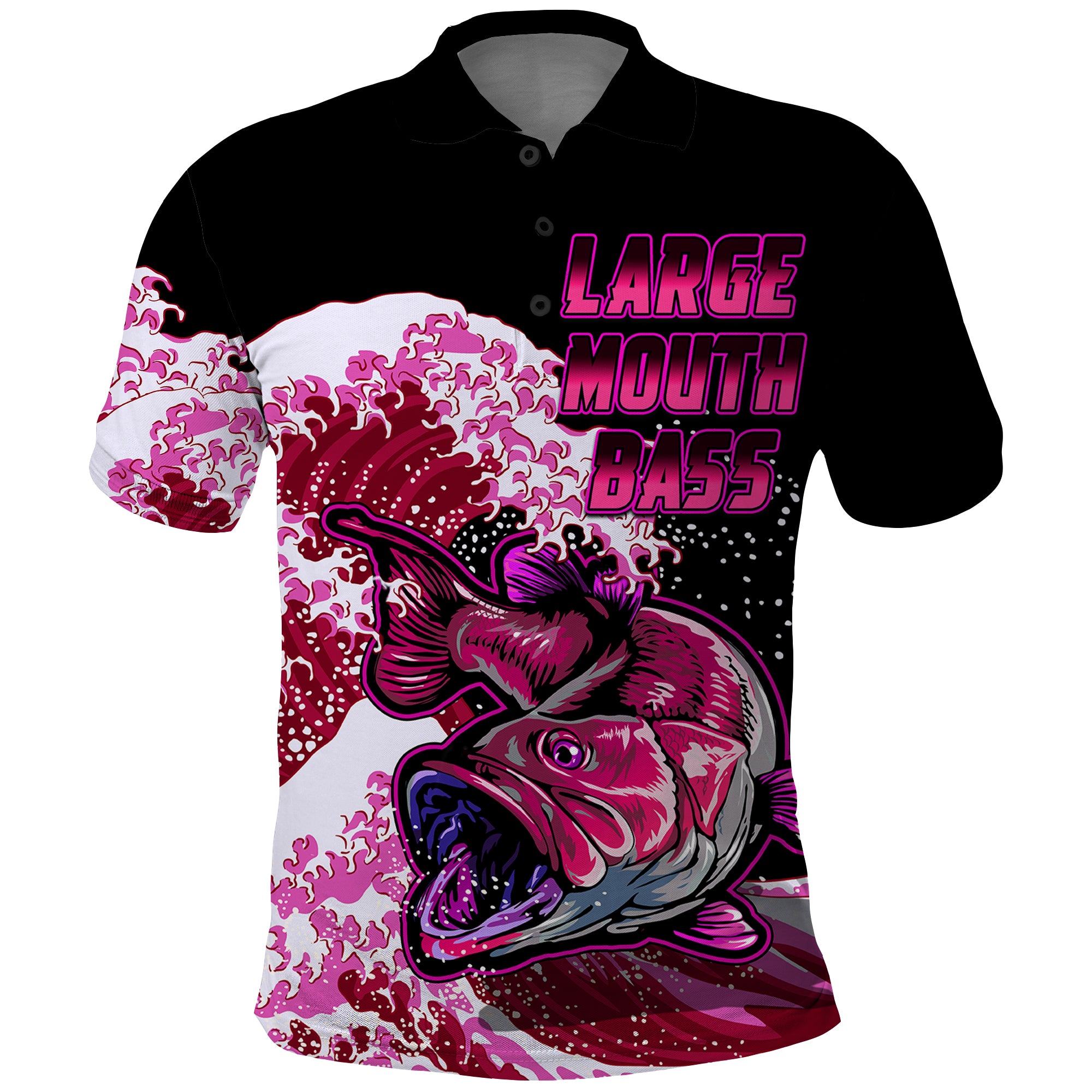 Custom Bass Fishing Polo Shirt Red - Wonder Print Shop