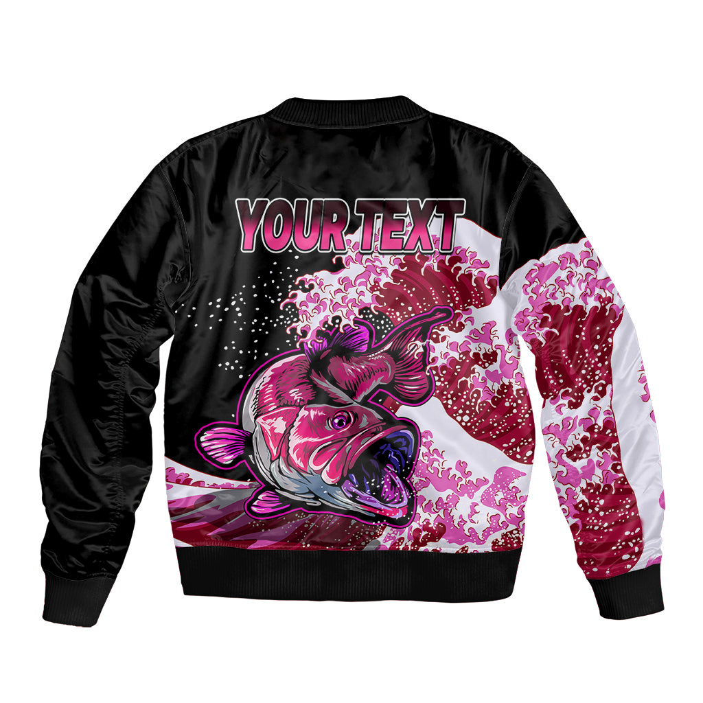 (Custom Personalised) Bass Fishing Red Sleeve Zip Bomber Jacket - Wonder Print Shop