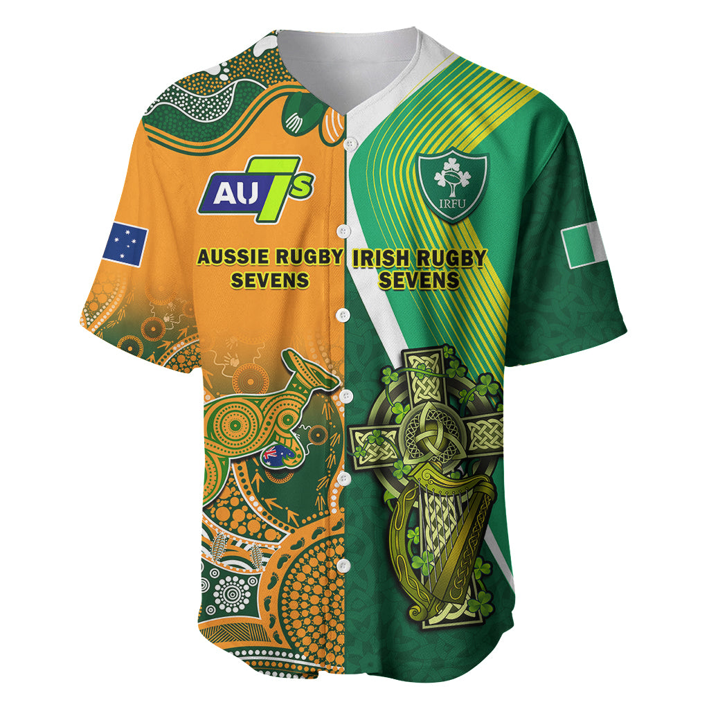 (Custom Personalised) Ireland and Australia Rugby Sevens Irish Sevens Mix Aussie Sevens Baseball Jersey - Wonder Print Shop