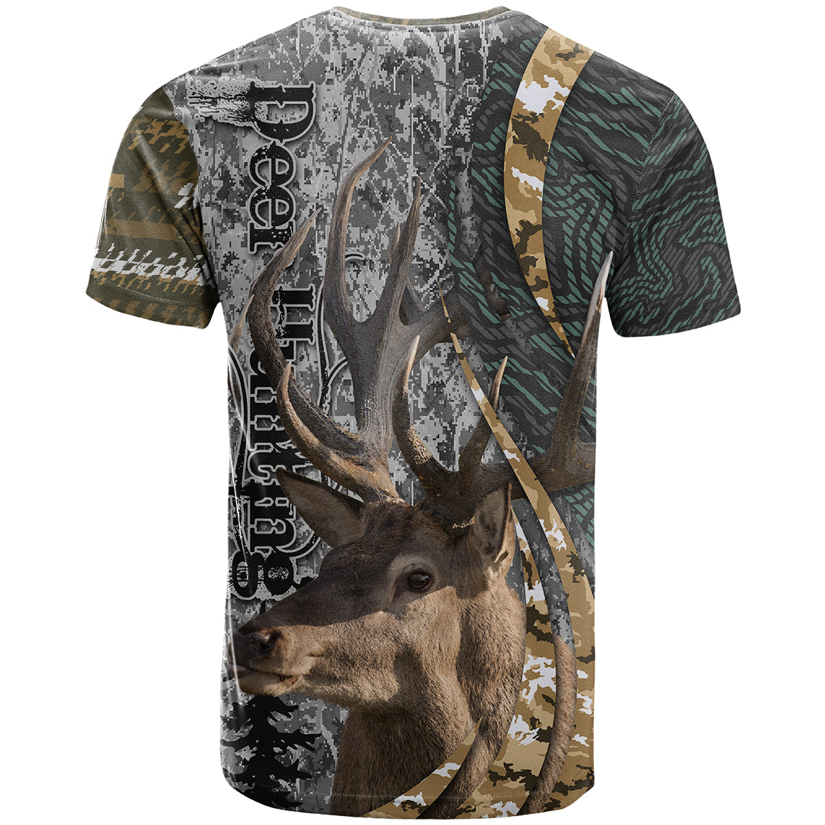 Deer Hunting Abstract Grunge Pattern T Shirt - Wonder Print Shop
