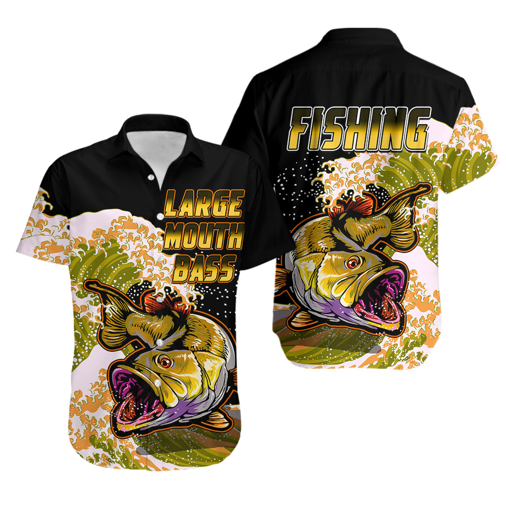 Largemouth Bass Fishing Yellow Hawaiian Shirt - Wonder Print Shop