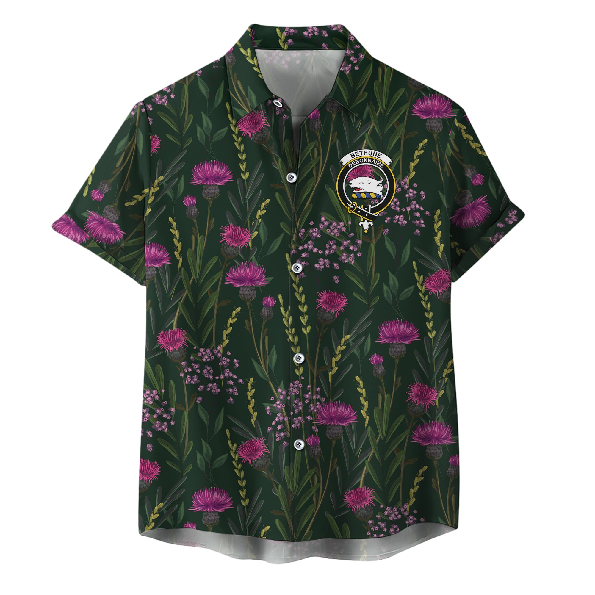 scottish-bethune-clan-crest-thistle-hawaiian-shirt
