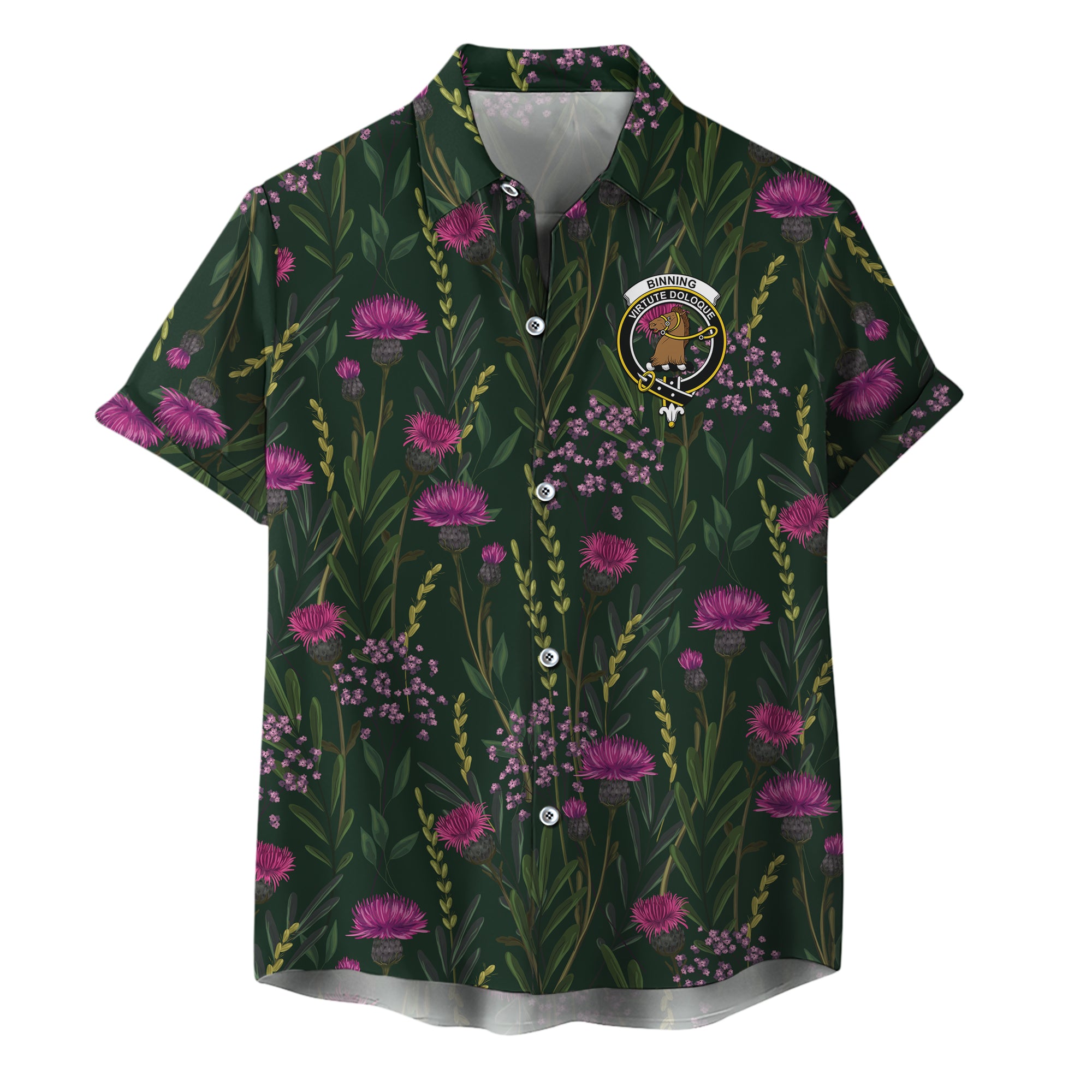scottish-binning-clan-crest-thistle-hawaiian-shirt