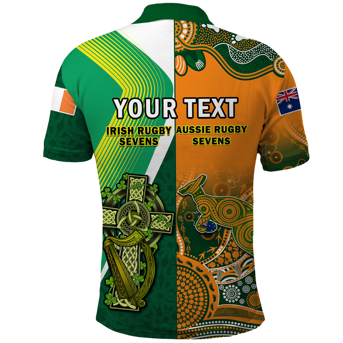 Custom Ireland and Australia Rugby Sevens Irish Sevens Mix Aussie Sevens Polo Shirt - Wonder Print Shop
