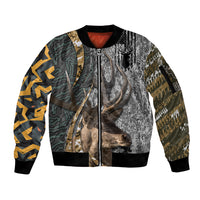 Deer Hunting Abstract Grunge Pattern Sleeve Zip Bomber Jacket - Wonder Print Shop