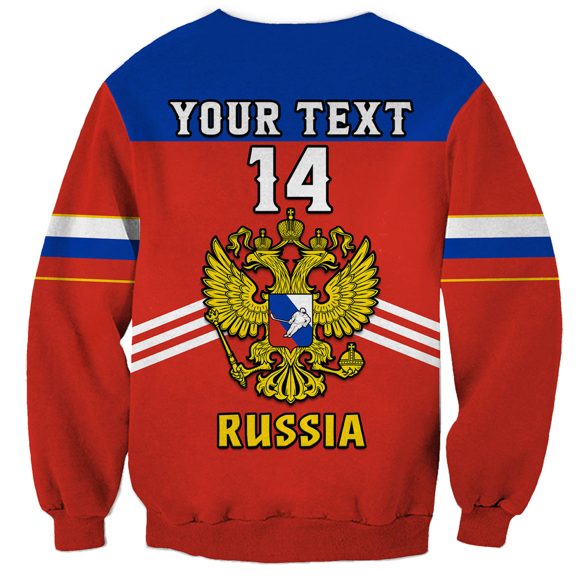 (Custom Text And Number) Russia Hockey 2023 Red Sporty Style Sweatshirt - Wonder Print Shop