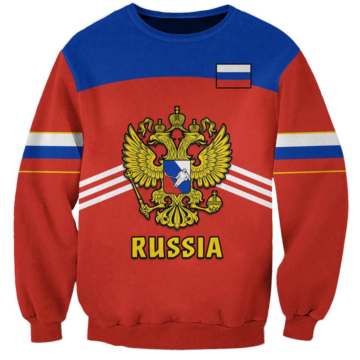 (Custom Text And Number) Russia Hockey 2023 Red Sporty Style Sweatshirt - Wonder Print Shop