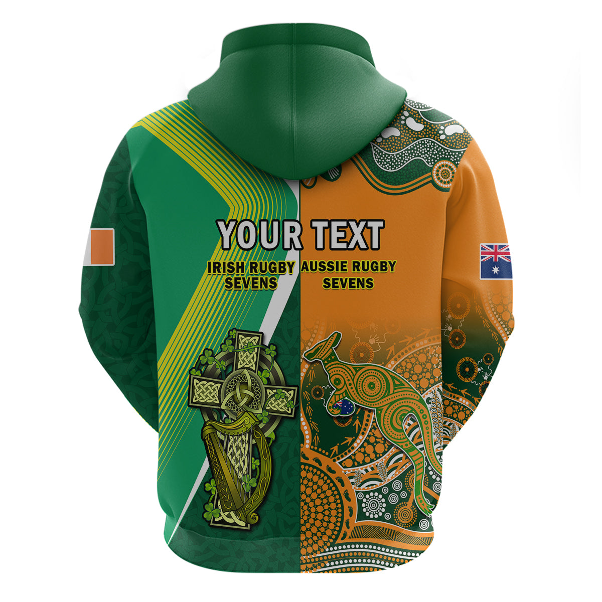 Custom Ireland and Australia Rugby Sevens Irish Sevens Mix Aussie Sevens Hoodie - Wonder Print Shop