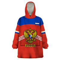 (Custom Text And Number) Russia Hockey 2023 Red Sporty Style Wearable Blanket Hoodie - Wonder Print Shop