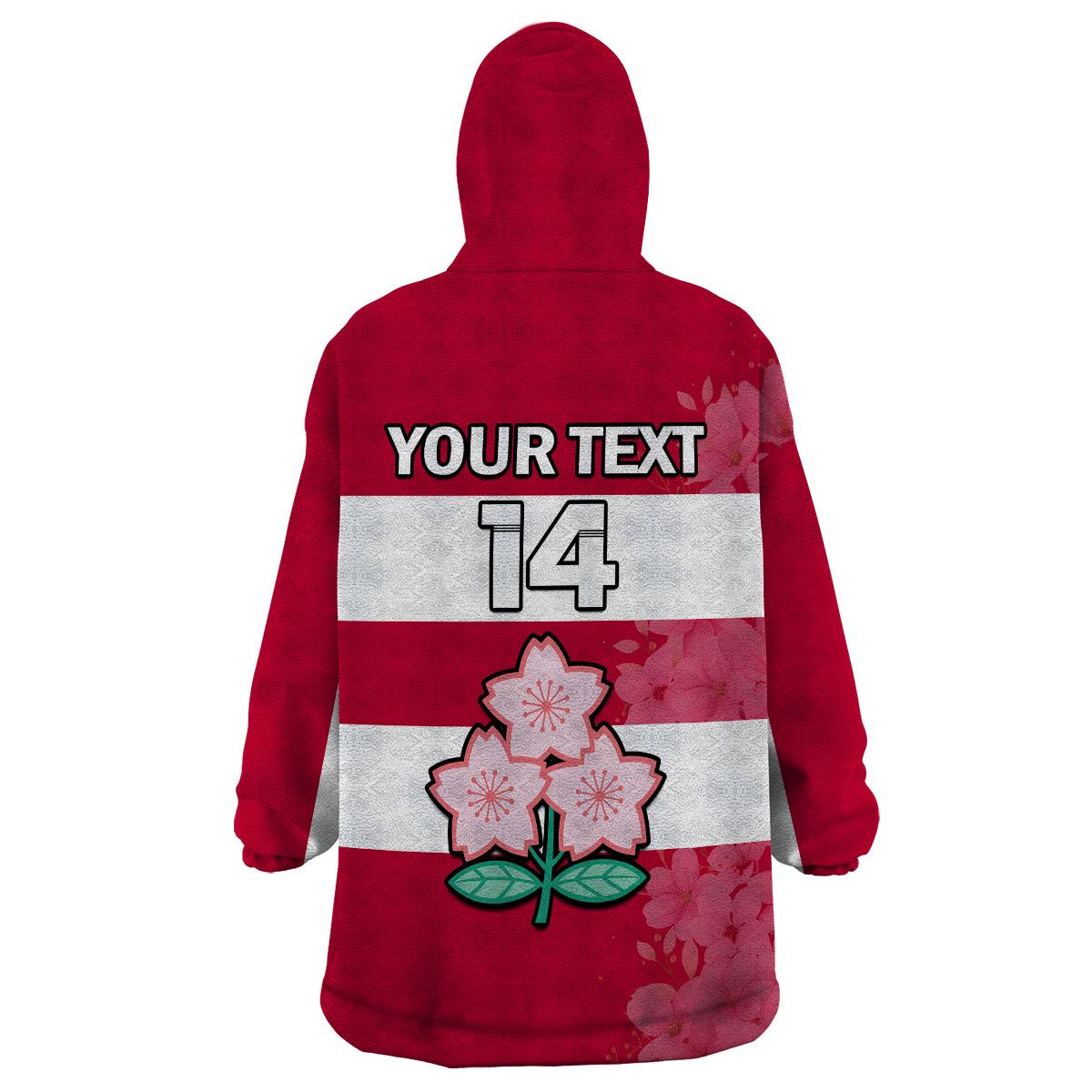 (Custom Text And Number) Japan Rugby 7s Japanese Cherry Blossom Wearable Blanket Hoodie - Wonder Print Shop