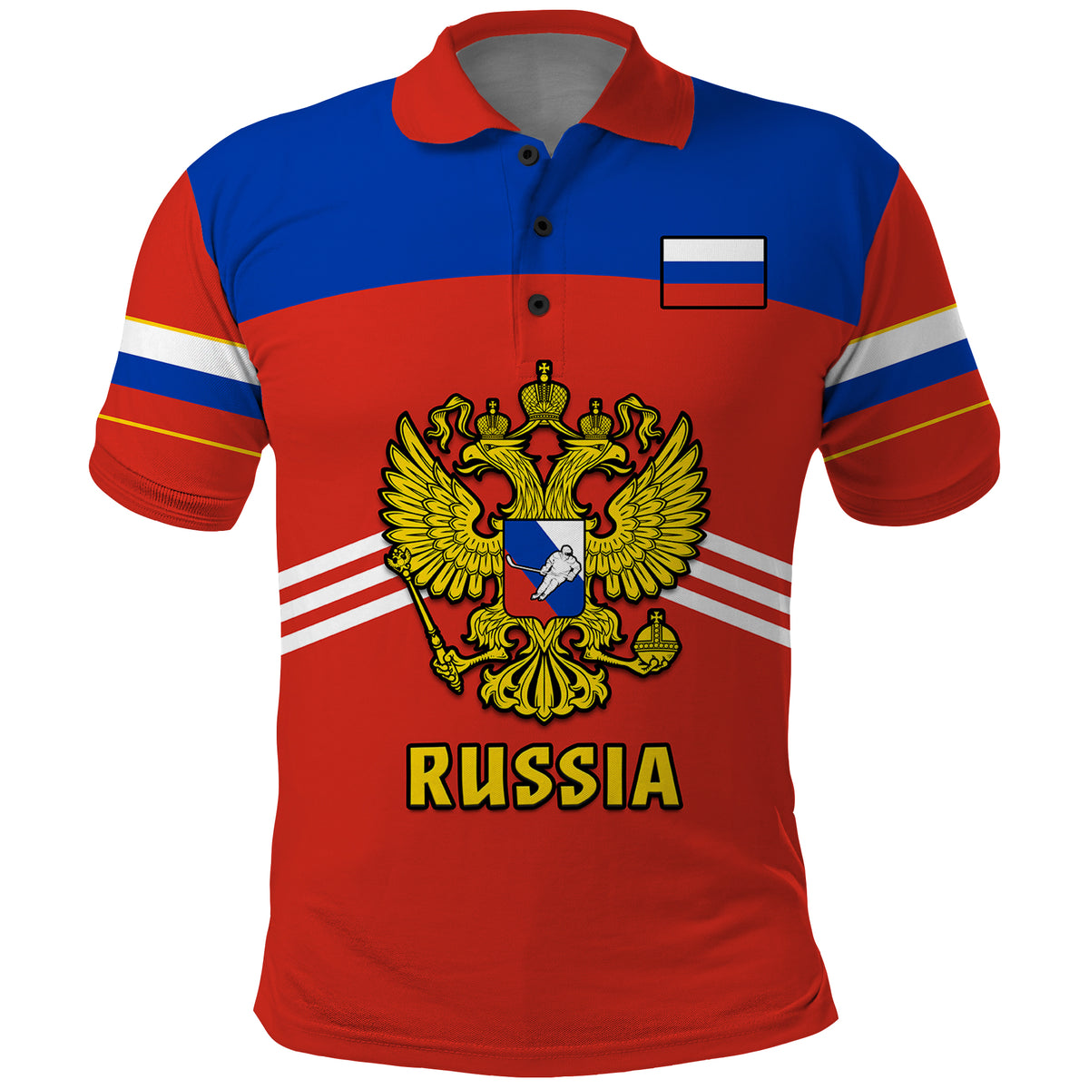 (Custom Text And Number) Russia Hockey Polo Shirt Red Sporty Style 2023 - Wonder Print Shop