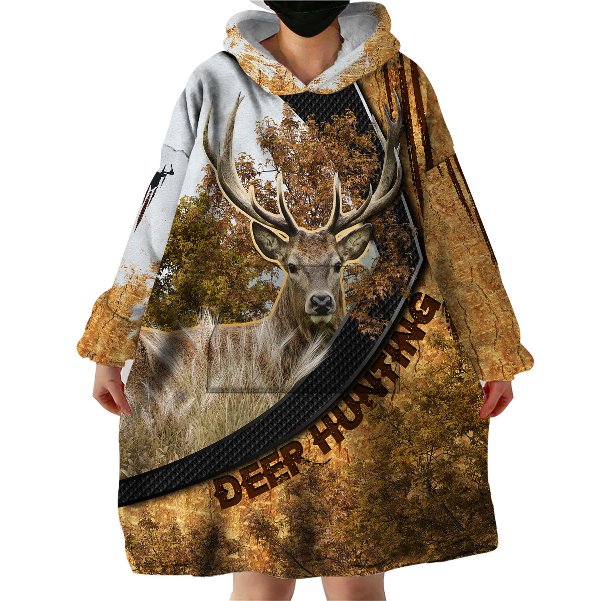 Deer Hunting Autumn Forest Abstract Pattern Wearable Blanket Hoodie - Wonder Print Shop