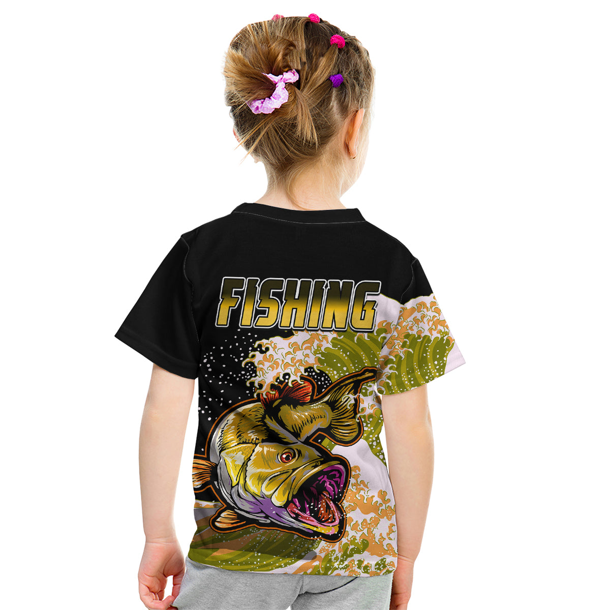 Largemouth Bass Fishing Yellow Kid T Shirt - Wonder Print Shop