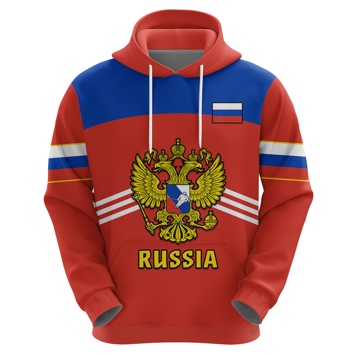 Custom Russia Hockey 2023 Red Sporty Style Hoodie - Wonder Print Shop