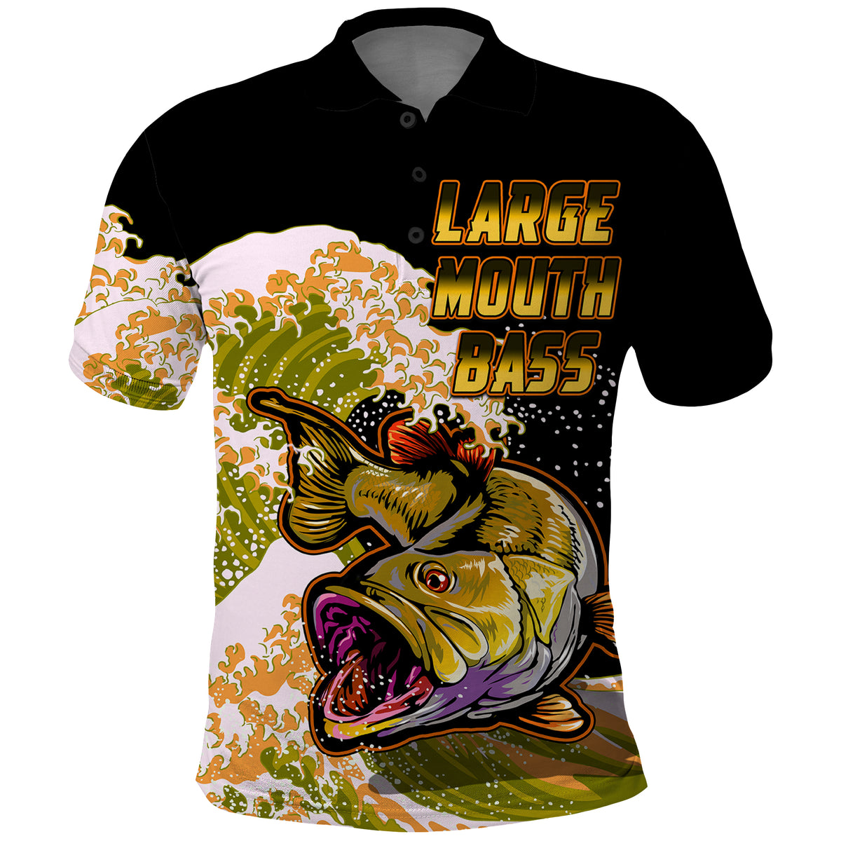 Largemouth Bass Fishing Polo Shirt Yellow - Wonder Print Shop