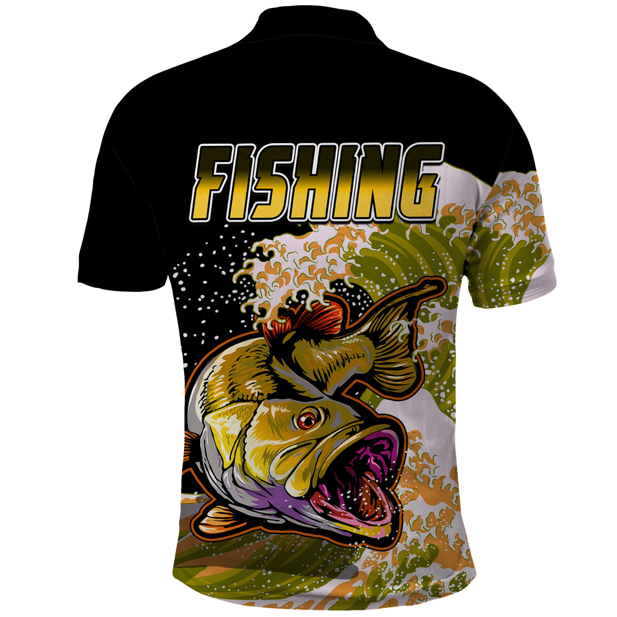 Largemouth Bass Fishing Polo Shirt Yellow - Wonder Print Shop