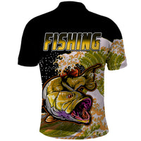 Largemouth Bass Fishing Polo Shirt Yellow - Wonder Print Shop