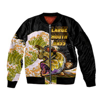 Largemouth Bass Fishing Yellow Sleeve Zip Bomber Jacket - Wonder Print Shop