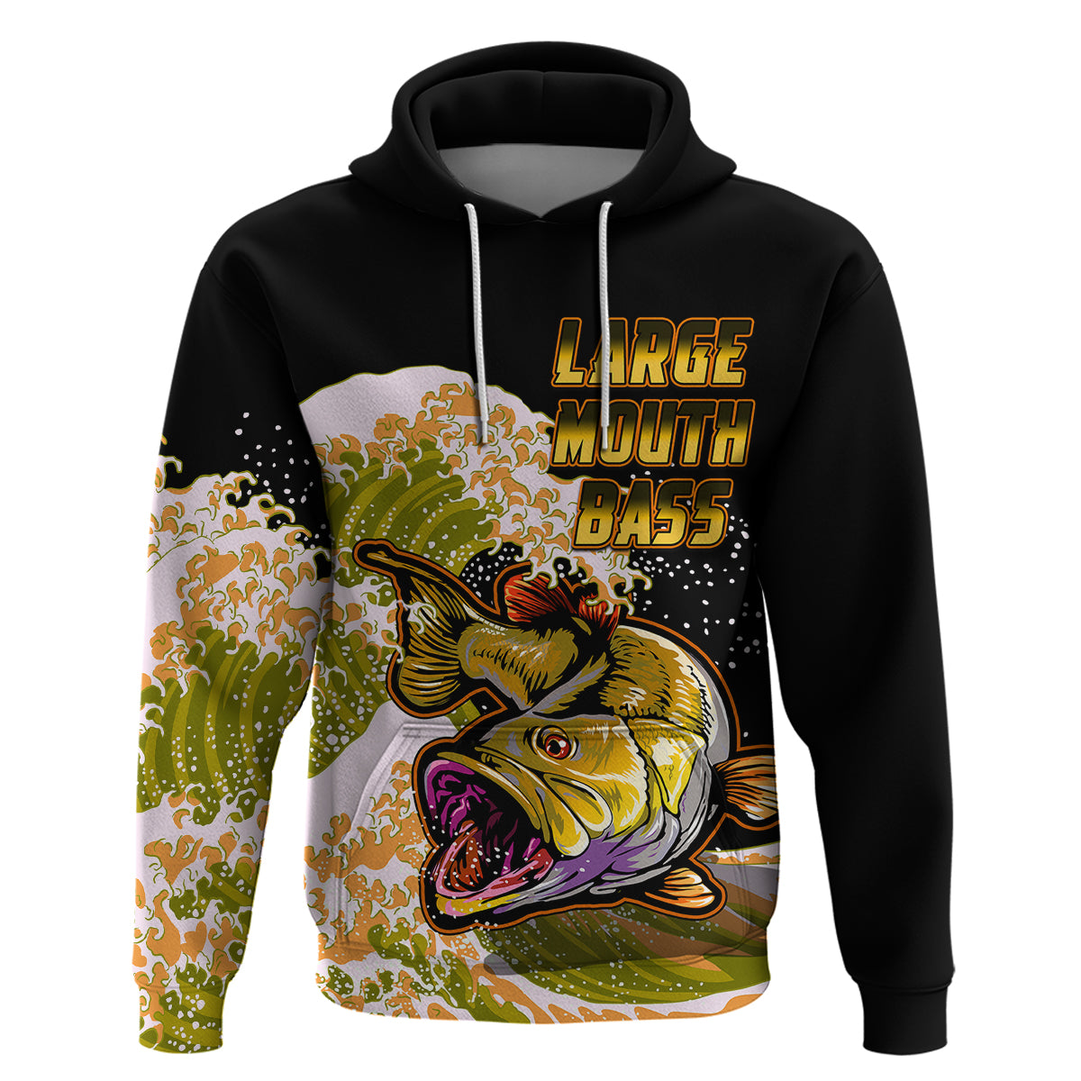 Largemouth Bass Fishing Yellow Hoodie - Wonder Print Shop