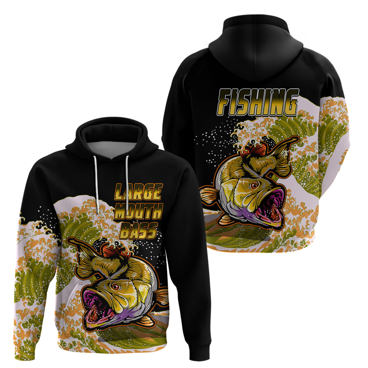 Largemouth Bass Fishing Yellow Hoodie - Wonder Print Shop
