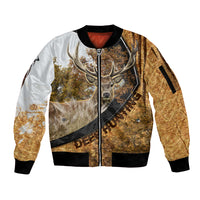 Deer Hunting Autumn Forest Abstract Pattern Sleeve Zip Bomber Jacket - Wonder Print Shop