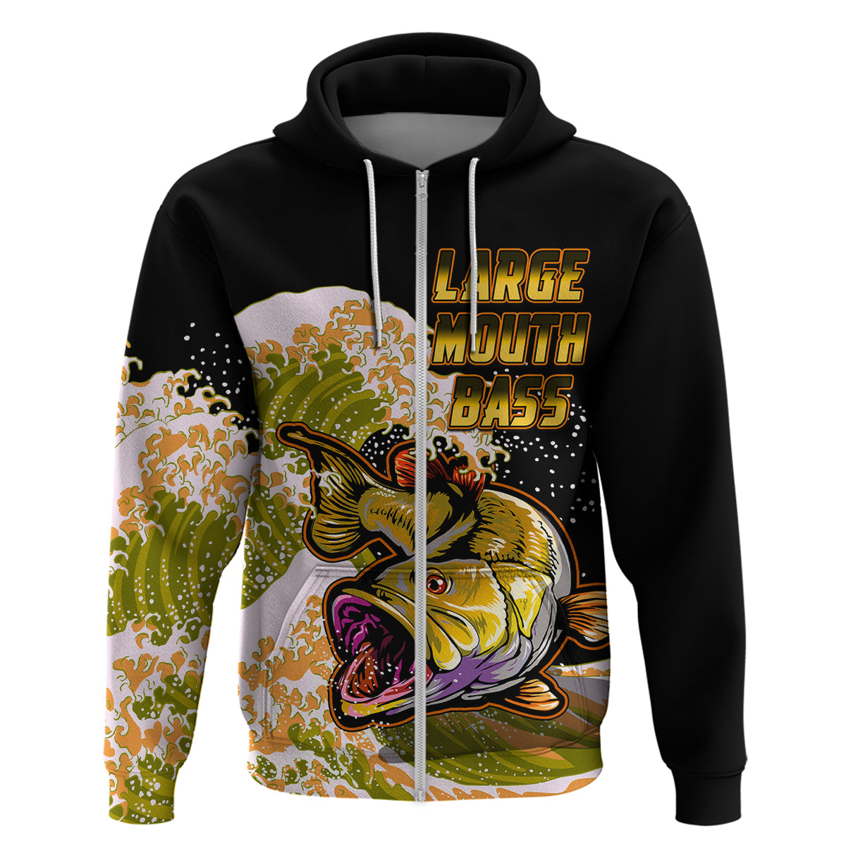 Largemouth Bass Fishing Yellow Hoodie - Wonder Print Shop