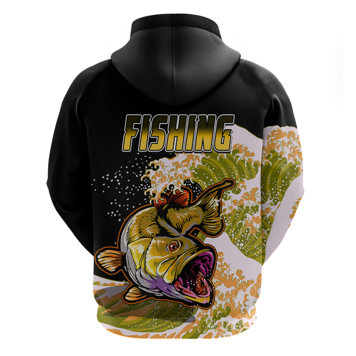 Largemouth Bass Fishing Yellow Hoodie - Wonder Print Shop