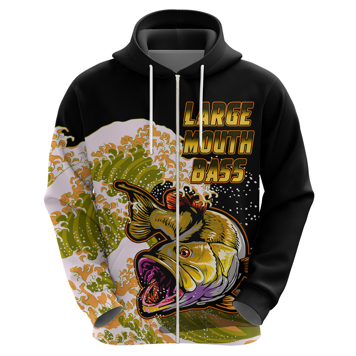 Largemouth Bass Fishing Yellow Hoodie - Wonder Print Shop