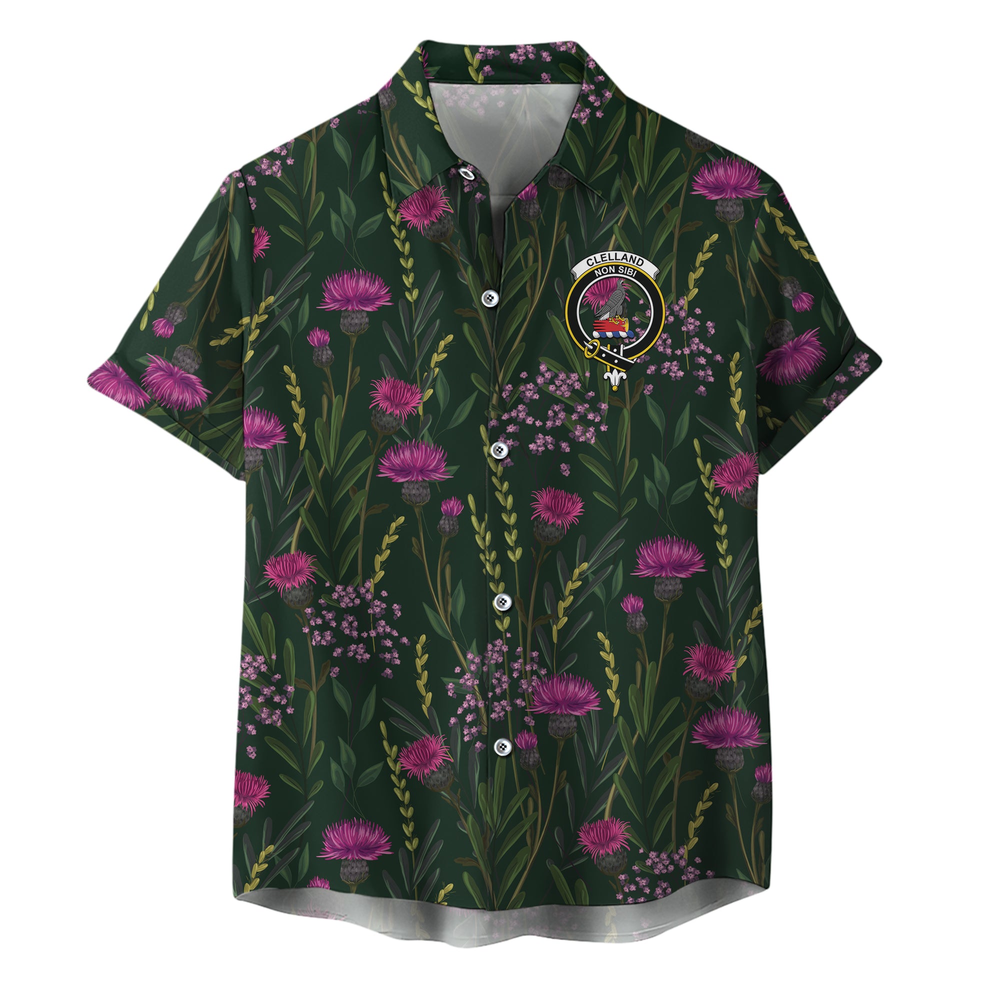 scottish-clelland-clan-crest-thistle-hawaiian-shirt