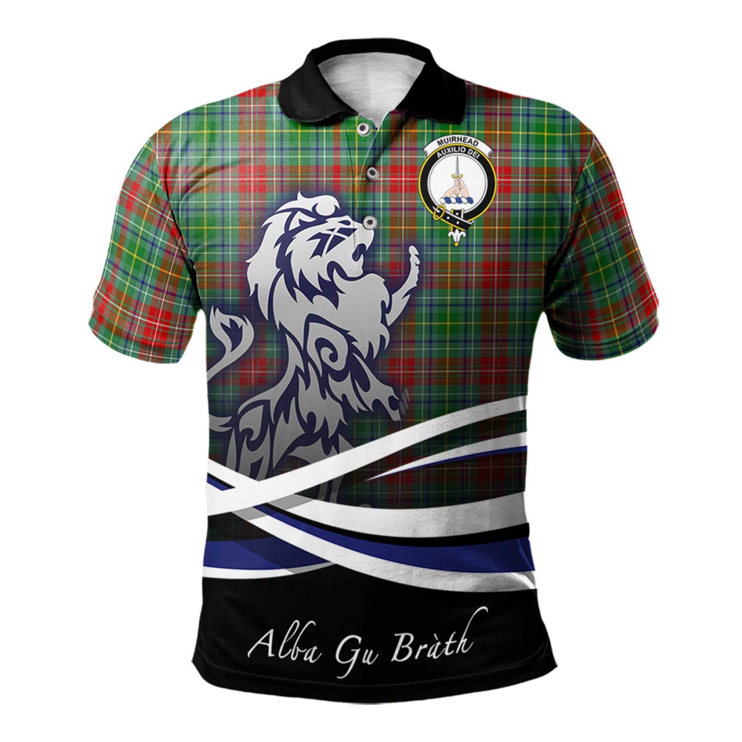 scottish-muirhead-clan-crest-scotland-lion-tartan-polo-shirt