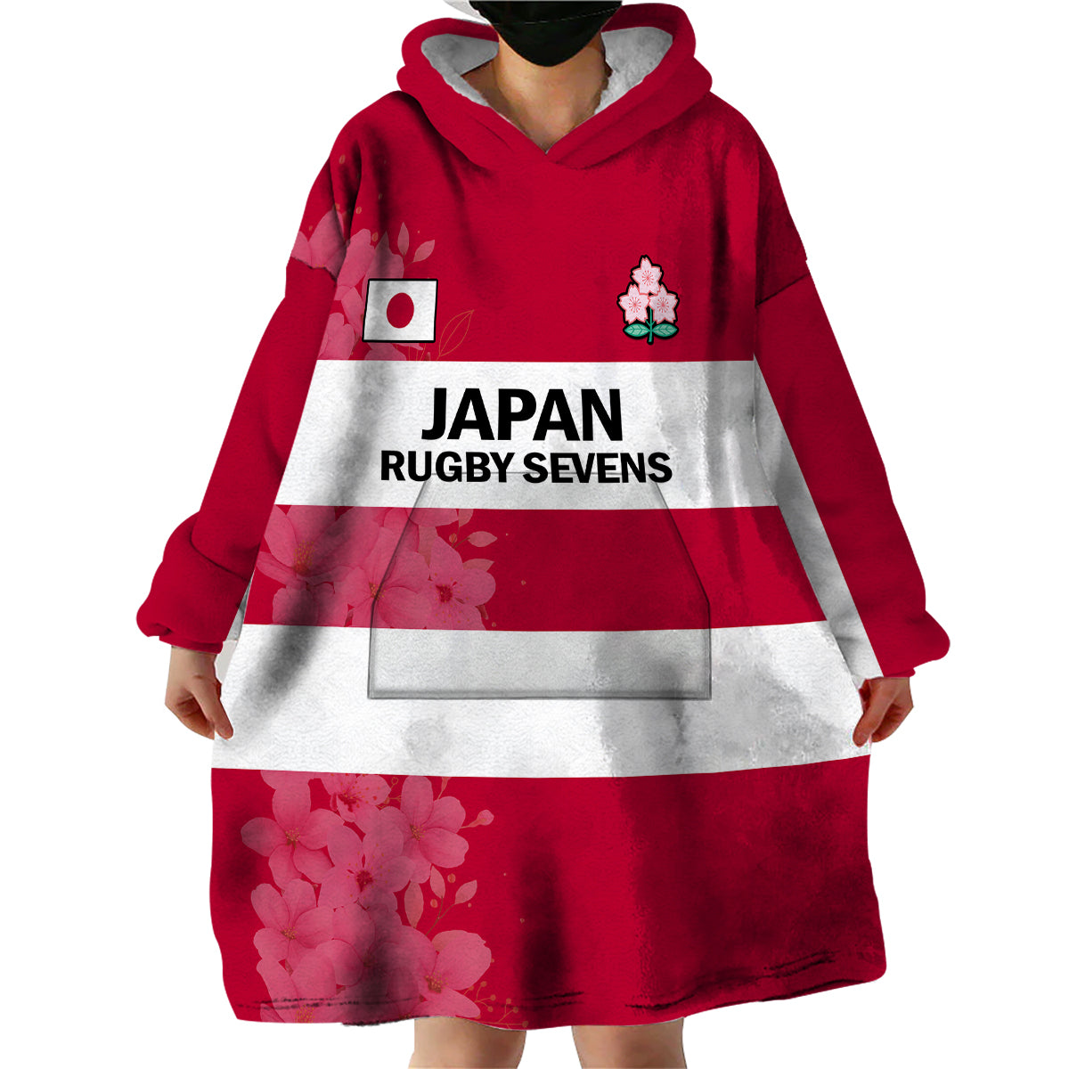 Japan Rugby 7s Japanese Cherry Blossom Wearable Blanket Hoodie - Wonder Print Shop
