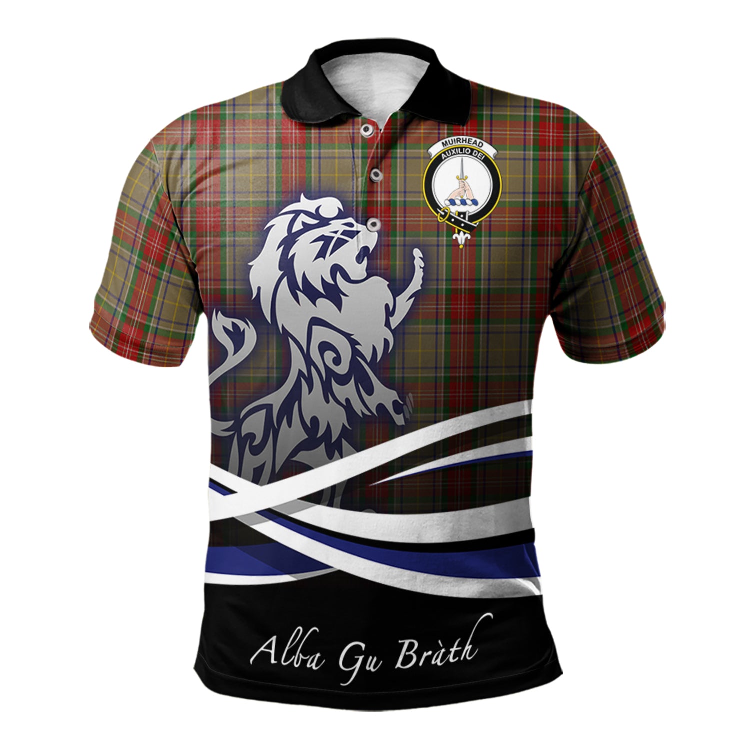 scottish-muirhead-old-clan-crest-scotland-lion-tartan-polo-shirt