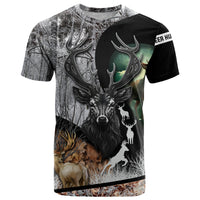 Deer Hunting A Mystical Deer With Large Antler Within A Forest Winter Forest Pattern T Shirt - Wonder Print Shop