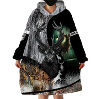 Deer Hunting - A Mystical Deer With Large Antler Within A Forest Winter Forest Pattern Wearable Blanket Hoodie - Wonder Print Shop