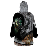 Deer Hunting - A Mystical Deer With Large Antler Within A Forest Winter Forest Pattern Wearable Blanket Hoodie - Wonder Print Shop