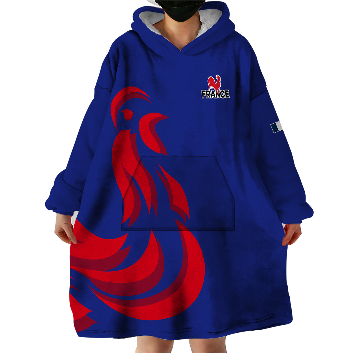 (Custom Personalised) France Rugby 7s 2023 Les Bleus Roosters Wearable Blanket Hoodie - Wonder Print Shop