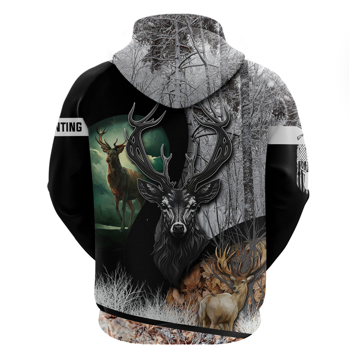 Deer Hunting A Mystical Deer With Large Antler Within A Forest Winter Forest Pattern Hoodie - Wonder Print Shop