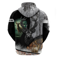 Deer Hunting A Mystical Deer With Large Antler Within A Forest Winter Forest Pattern Hoodie - Wonder Print Shop