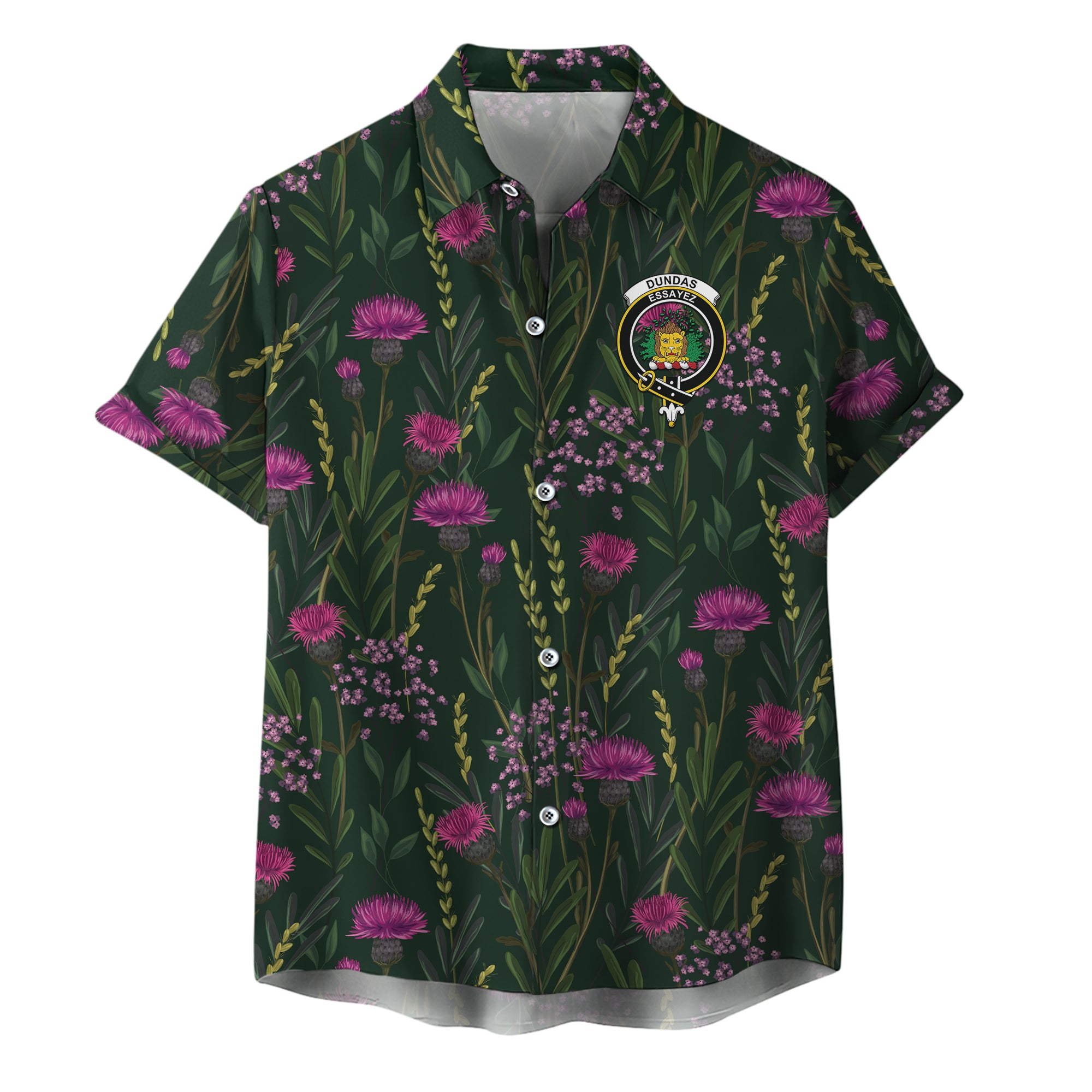 scottish-dundas-clan-crest-thistle-hawaiian-shirt