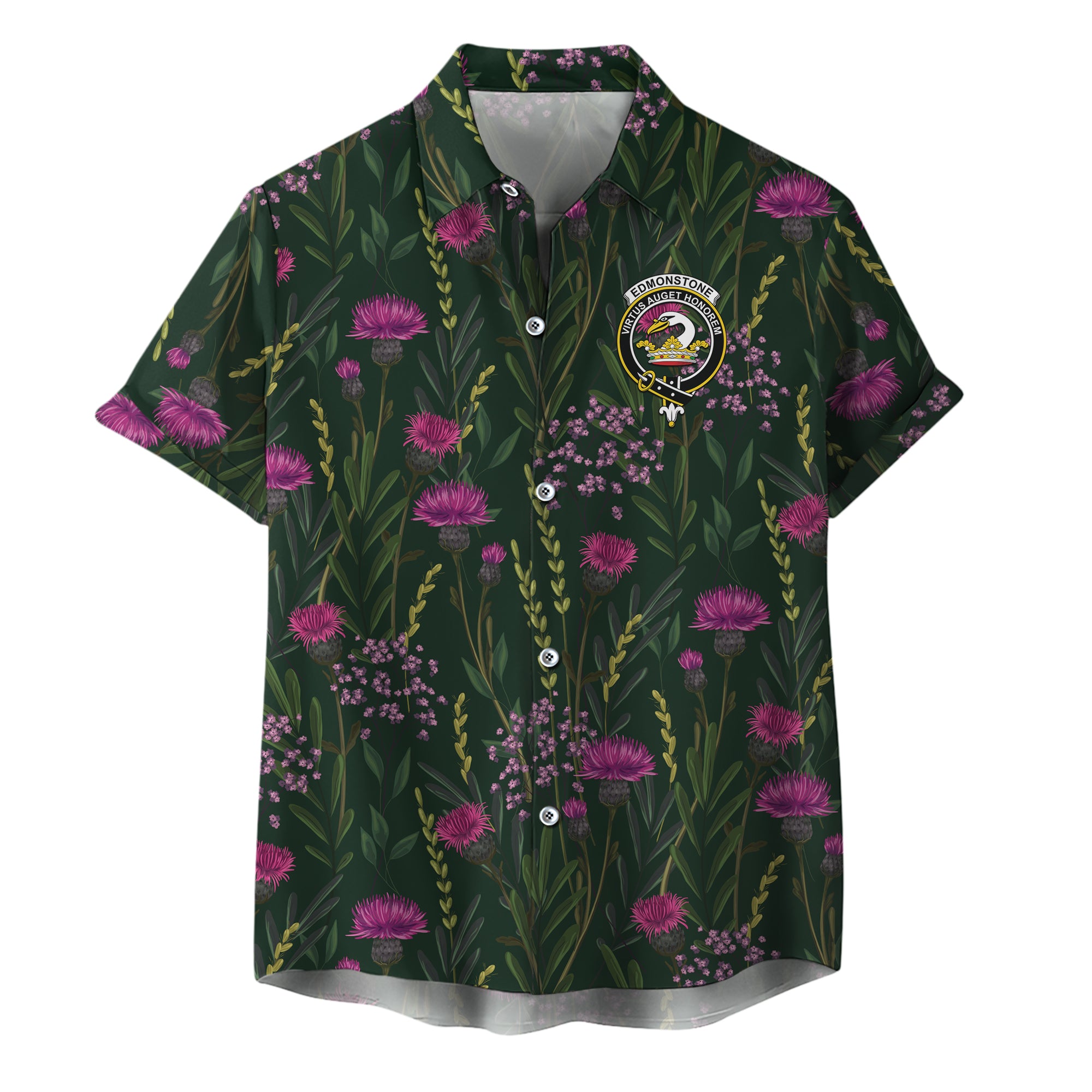 scottish-edmonstone-clan-crest-thistle-hawaiian-shirt