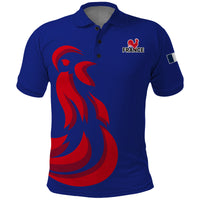 Custom France Rugby 7s 2023 Les Bleus Roosters Polo Shirt - Wonder Print Shop