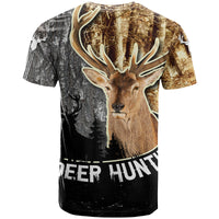 Deer Hunting Old Tree Bark Texture And Dry Broadleaf Forest Abstract Pattern T Shirt - Wonder Print Shop